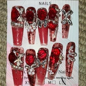 Red Aquarium Press-On Nails